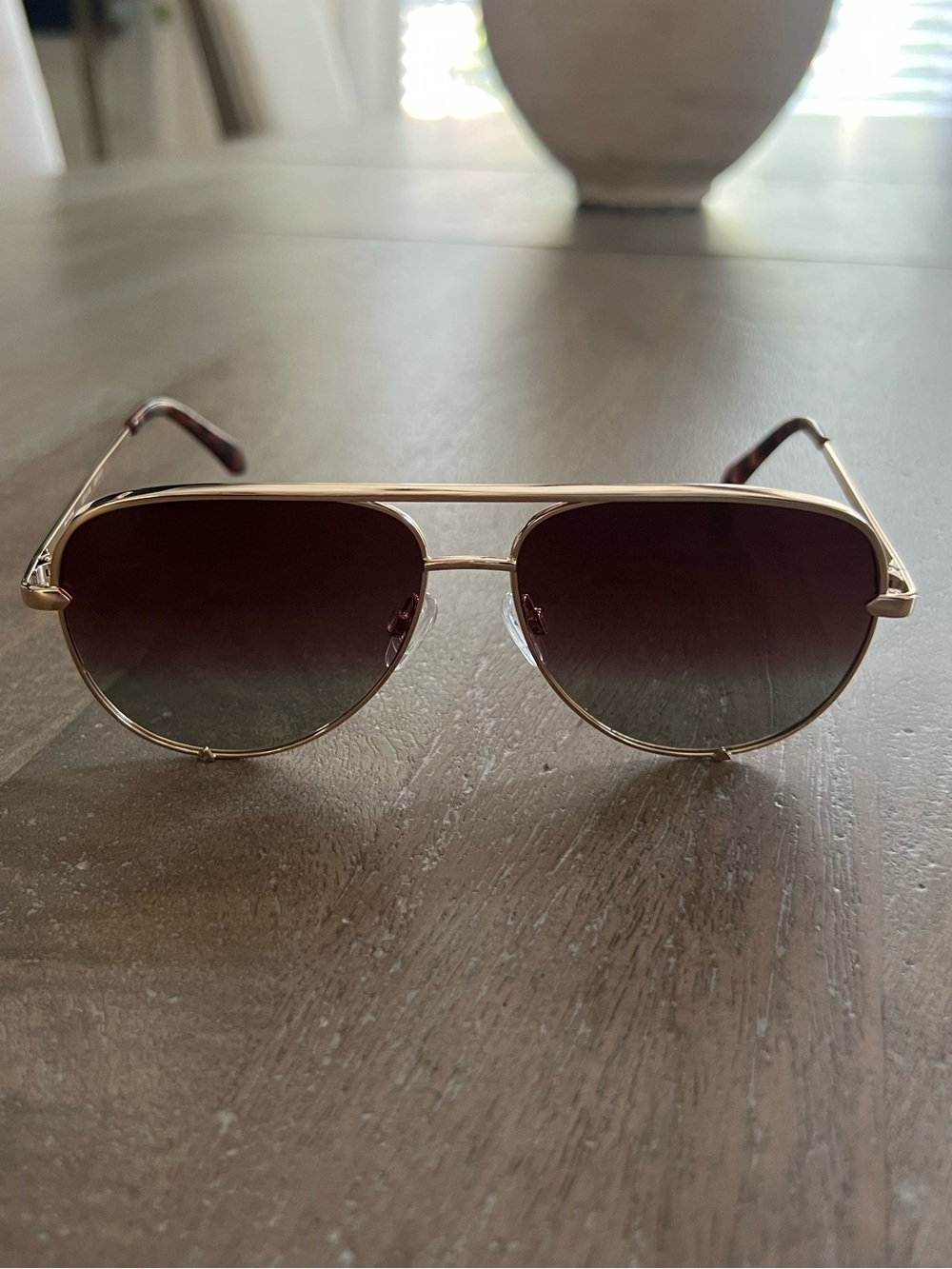 QUAY Gold Aviator Sunglasses + Case